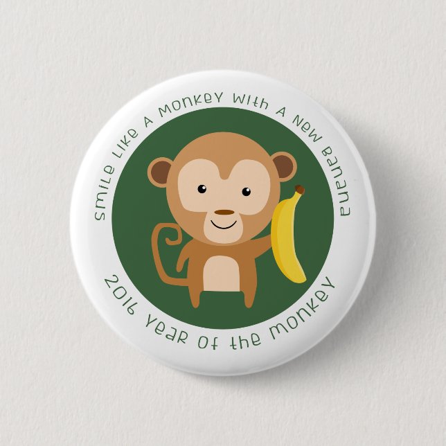 2016 Monkey Year 6 Cm Round Badge (Front)