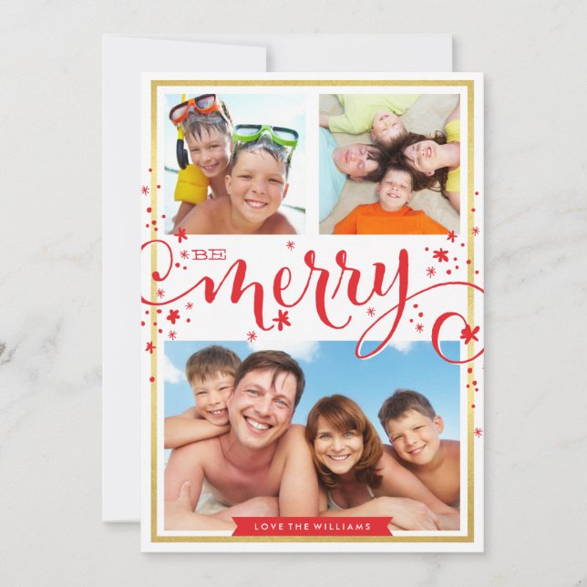 2016 PHOTO HOLIDAY be merry festive script red (Front)