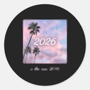 2016 Retro Palm Tree Sunset Classic Round Sticker