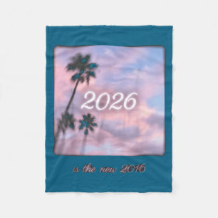 2016 Retro Palm Tree Sunset Illustration Fleece Blanket