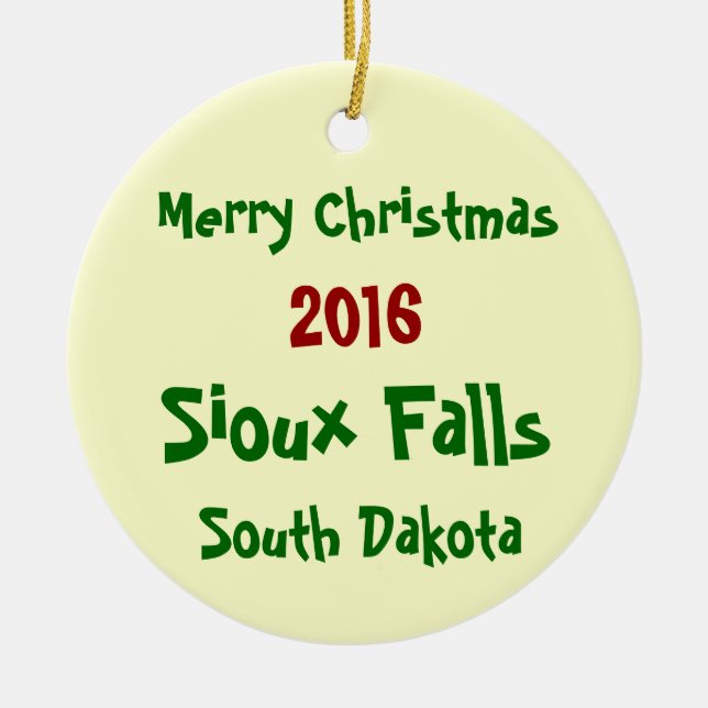 2016 Sioux Falls South Dakota CHRISTMAS ORNAMENT (Front)