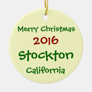 2016 STOCKTON CALIFORNIA MERRY CHRISTMAS ORNAMENT