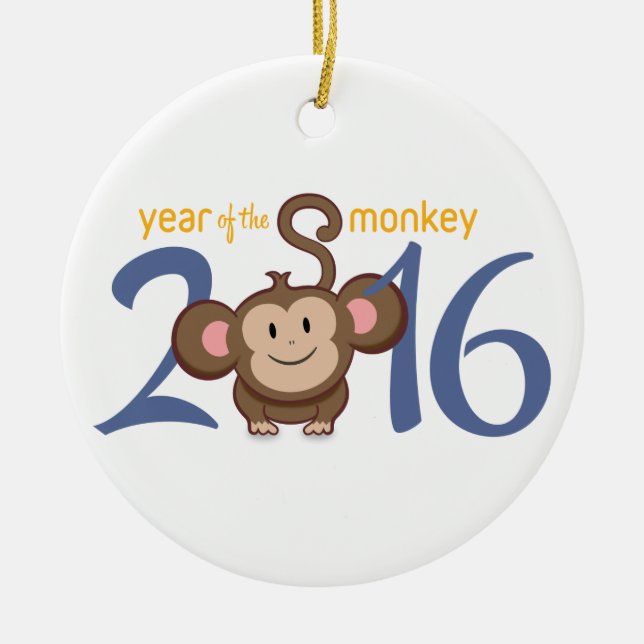 2016 Year of the Monkey Ceramic Tree Decoration (Front)