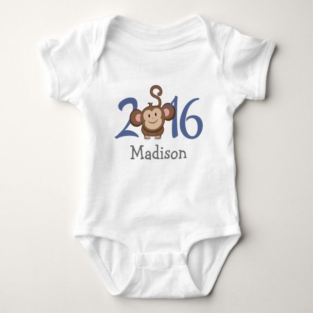 2016 Year of the Monkey (personalise version) Baby Bodysuit (Front)