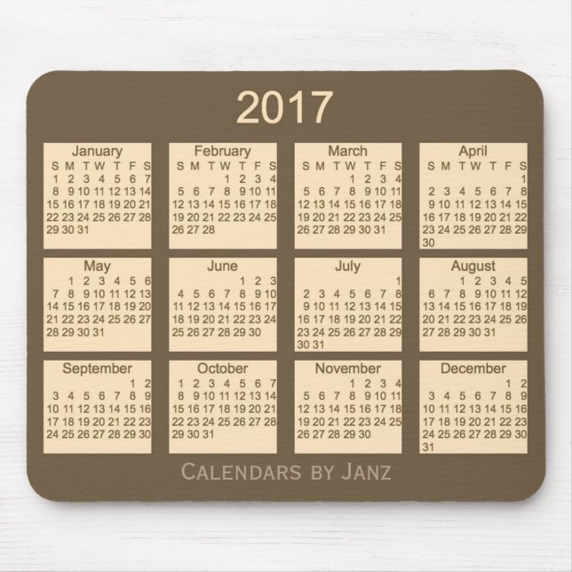 2017 Brown Calendar by Janz Mouse Pad (Front)