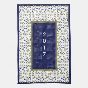 2017 Calendar Blueberries Kitchen Tea Towel