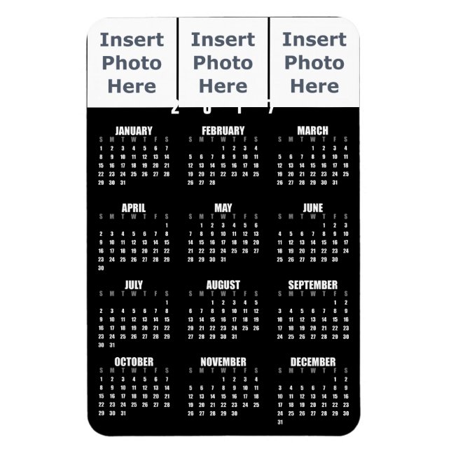 2017 Calendar Magnet - Photo Collage Template (Vertical)