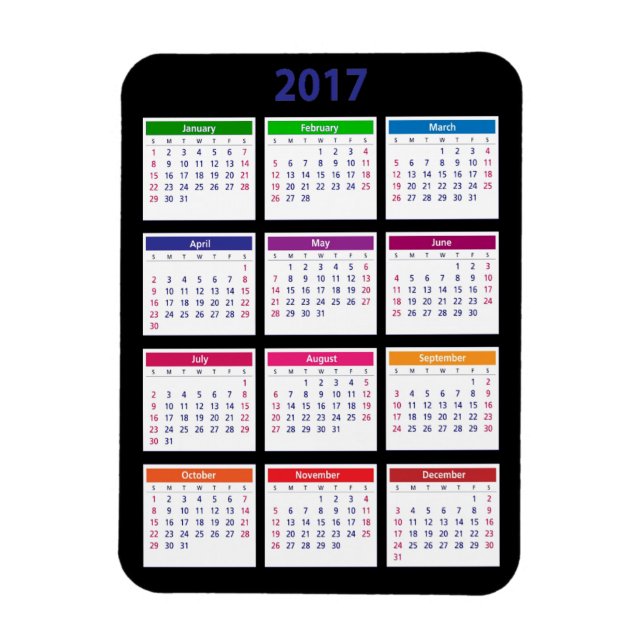2017 Colour Calendar Customisable Magnet (Vertical)