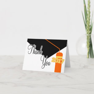 2017 Graduation Cap And Tassel Thank You (Orange) Card