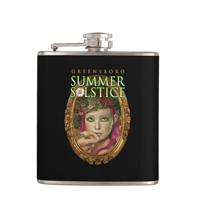 2017 Greensboro Summer Solstice Festival Keepsake Hip Flask (Front)