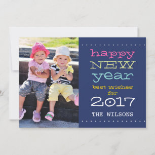 2017 Happy New Year Whimsical Holiday Photo Card