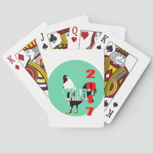 2017 Rooster Year in Green Circle Playing C Playing Cards