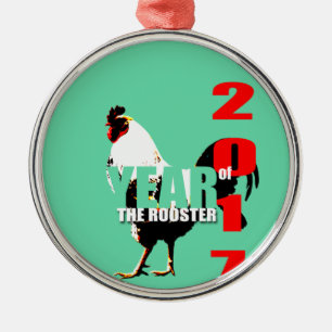 2017 Rooster Year in Green Circle R ornament
