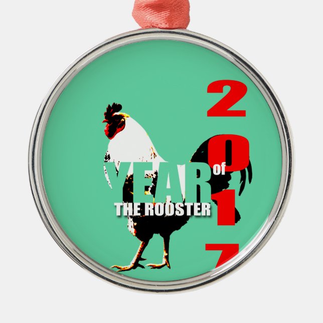 2017 Rooster Year in Green Circle R ornament (Front)