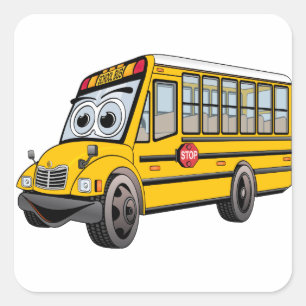 2017 School Bus Cartoon Square Sticker