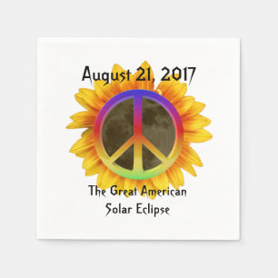 2017 Solar Eclipse, Sunflower and Peace Symbol Napkin