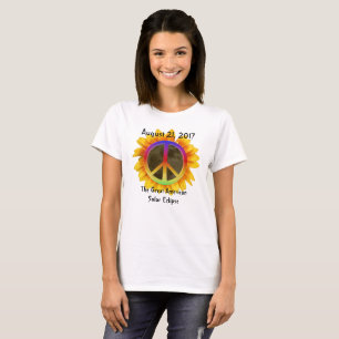 2017 Solar Eclipse, Sunflower and Peace Symbol T-Shirt