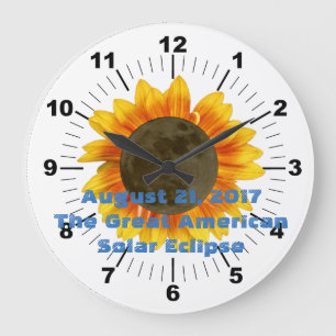 2017 Solar Eclipse, Sunflower Edition Large Clock