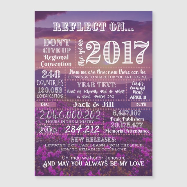 2017 Theocratic Anniversary 5" x 7" Magnetic Card (Front)