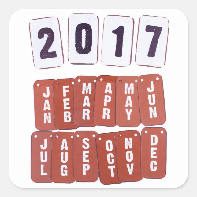 2017 year and month calendar tags (Front)