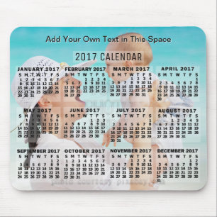 2017 Year Monthly Calendar Black Add Photo Text Mouse Pad