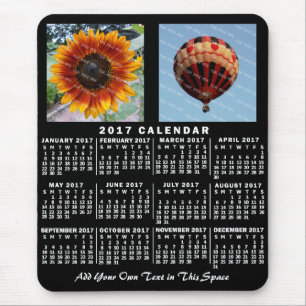 2017 Year Monthly Calendar Black Custom 2 Photos Mouse Pad