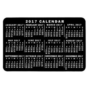 2017 Year Monthly Calendar Classic Black and White Magnet
