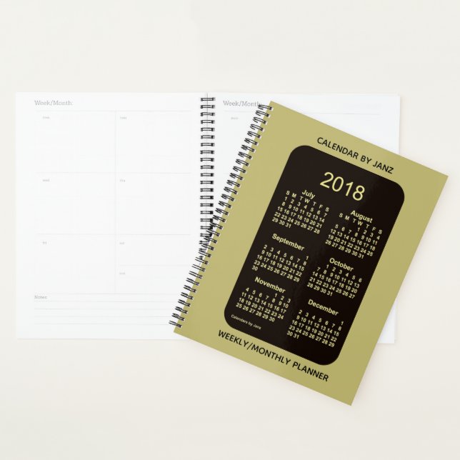 2018-2019 Neon Gold School Year Calendar by Janz Planner (Display)