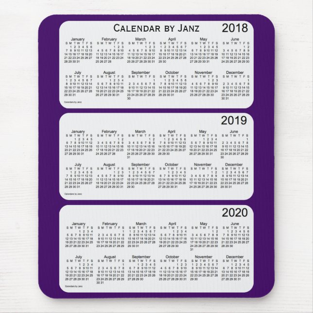 2018-2020 Purple Calendar by Janz Mouse Pad (Front)