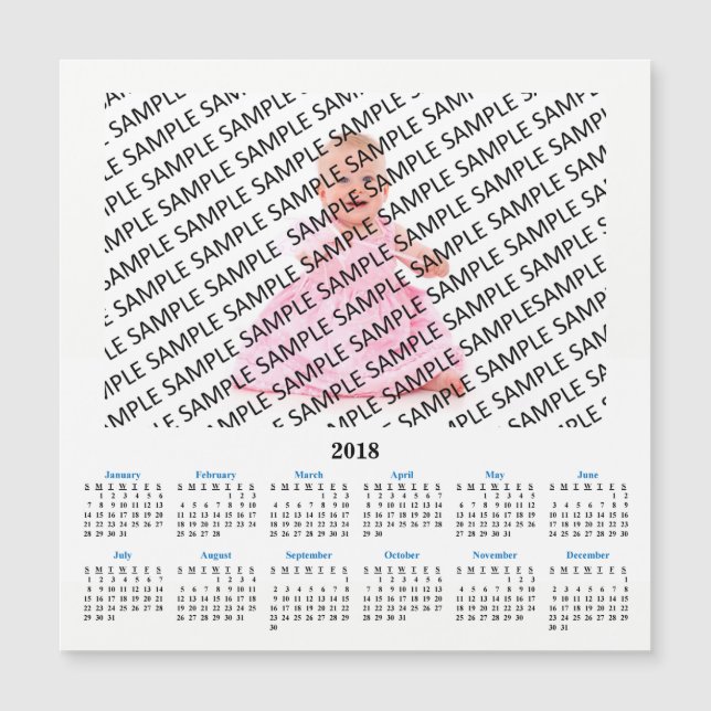 2018 Annual Photo Custom Calendar Magnet Card (Front)