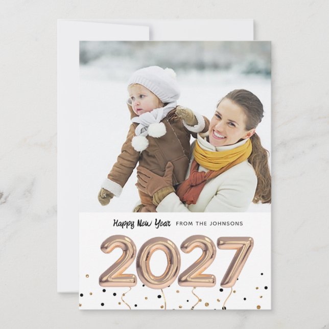 2018 balloon | Holiday Happy New Year | Photo Card (Front)