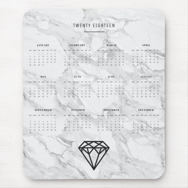 2018 Calendar Diamond with Marble Mouse Pad (Front)