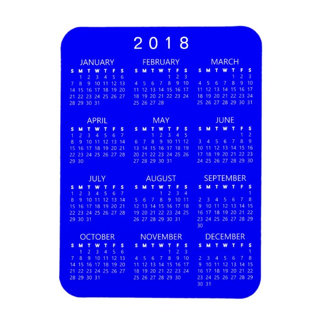 2018 Calendar Magnet - Blue (Vertical)