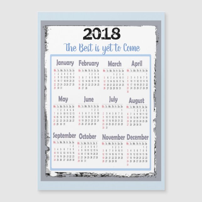 2018 Calendar Magnetic Card for your Refrigerator (Front)