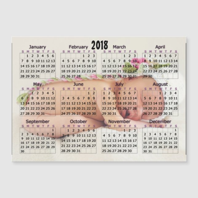 2018 Calendar Magnetic Personalised Photo (Front)