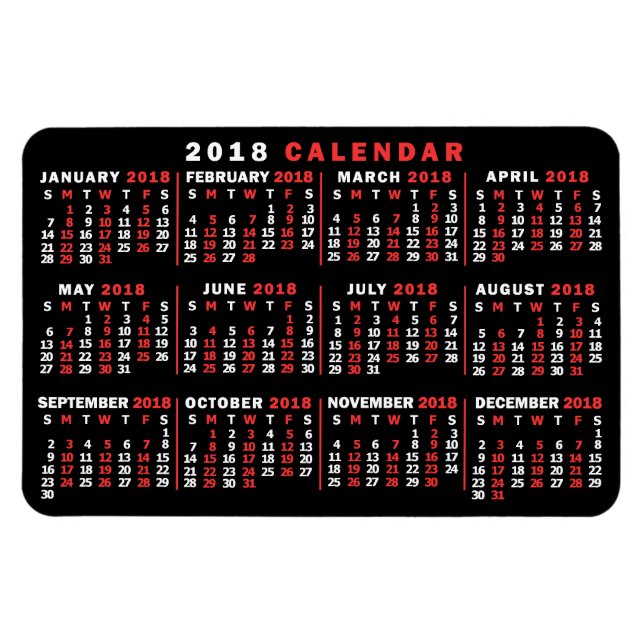 2018 Calendar (See Description for New Version)  Magnet (Horizontal)