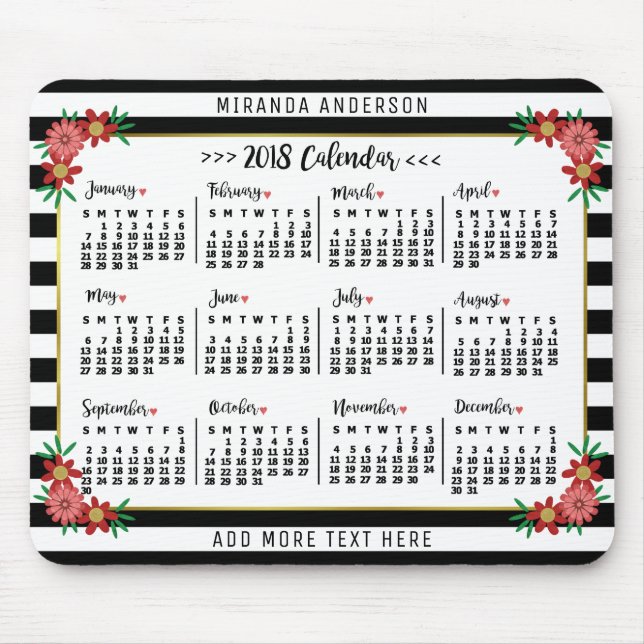 2018 Calendar (See Description for New Version)  Mouse Pad (Front)