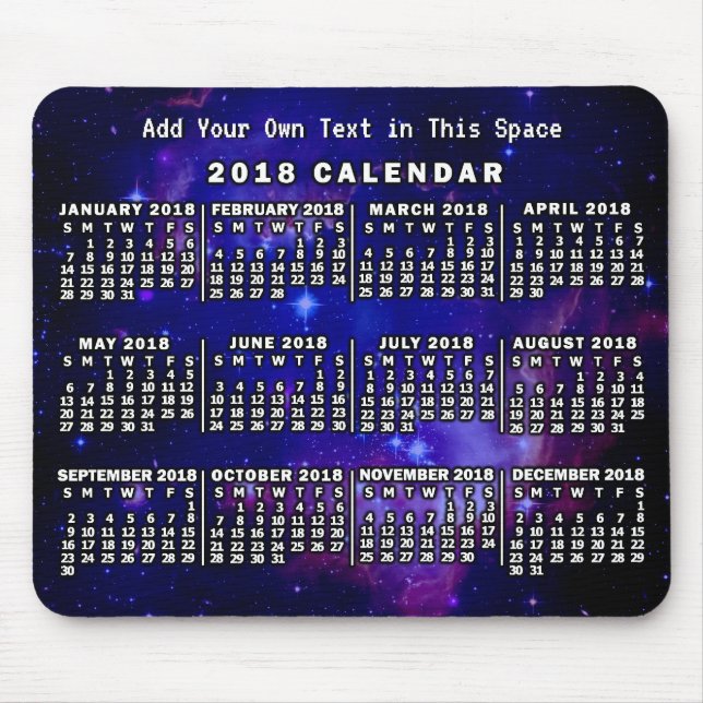 2018 Calendar (See Description for New Version)  Mouse Pad (Front)