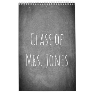 2018 Chalkboard Teacher Calendar Black White Text
