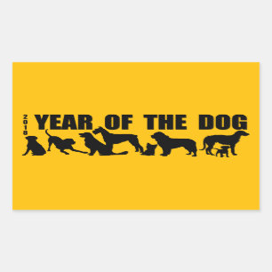 2018 Chinese New Year of The Dog Rectangular S Rectangular Sticker