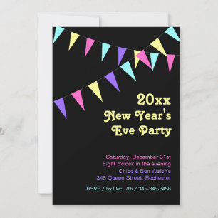2018 Colourful Bunting New Year's Invitation