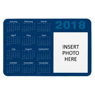 2018 Custom Photo Calendar Magnet - Blue