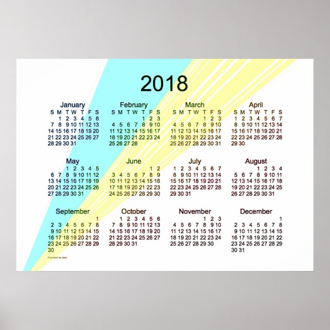 2018 Cyan Yellow Calendar by Janz Poster (Front)