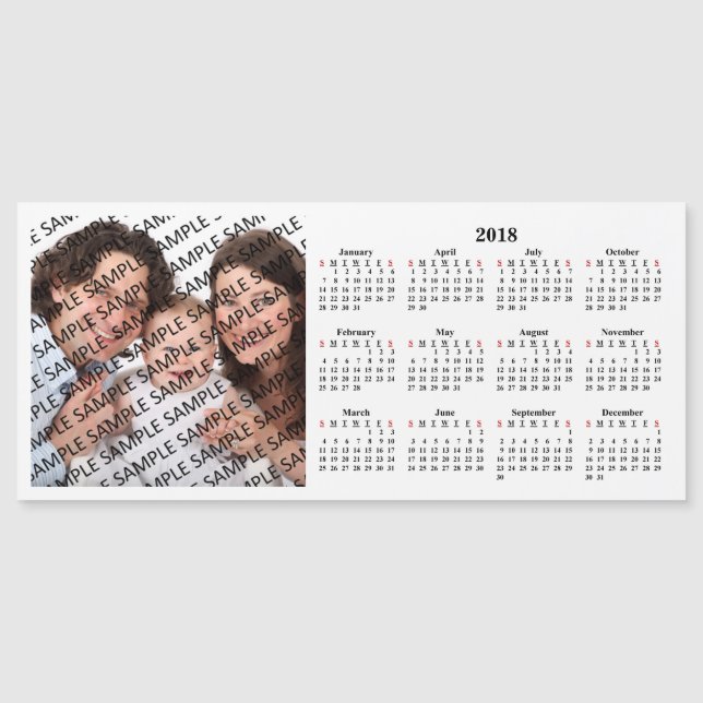 2018 Family Photo Custom Calendar Magnetic Card (Front)