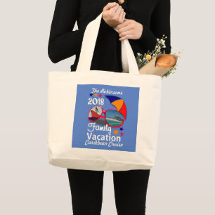 2018 Family Vacation Cruise Graphic Personalised Large Tote Bag