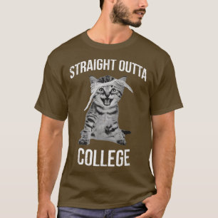 2018 Graduate Straight Outta College Cat  Funny Ki T-Shirt