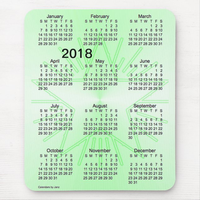2018 Green Star Large Print Calendar by Janz Mouse Pad (Front)