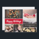2018 Happy Holidays Red Family Collagel Christmas Holiday Card<br><div class="desc">Your beautiful family photos deserve to be shared during this time of year as you send warm wishes. Customise this modern collage design & personalise with your family greeting. Find the other pieces from the collection. This design uses red as an accent colour but it can be easily switched to...</div>