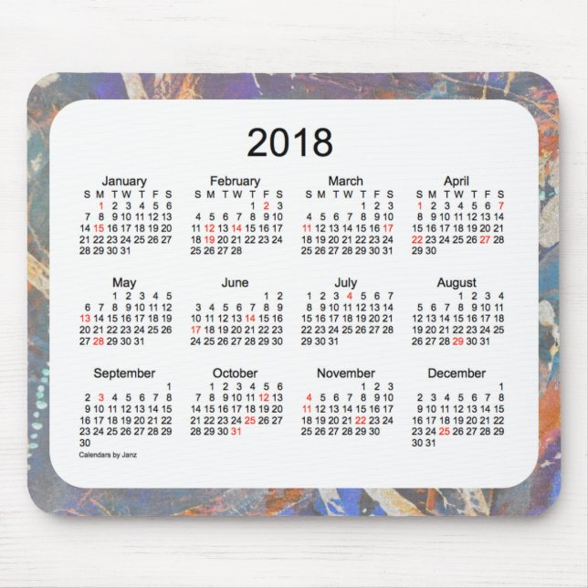 2018 Holiday Art Calendar by Janz Mouse Pad (Front)