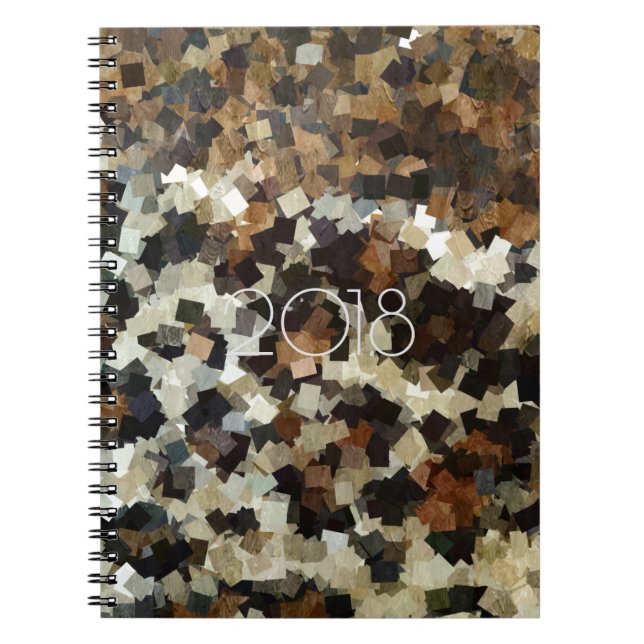 2018 Leopard Style Brown Black Mosaic Pattern Notebook (Front)